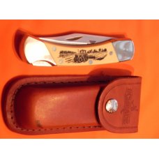 Vint, LE, Schrade Scrimshaw Single Blade Folding Hunter w Massey Ferguson Farm Tractor Farming Theme Vint, LE, Schrade Scrimshaw Single Blade Folding Hunter w Massey Ferguson Farm Tractor Farming Theme
