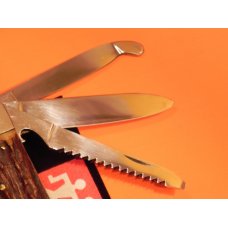 Vintage J A Henckels "Friodur" 3 Blade Push Lever Lock Large Hunter NICE! Stag Handles -MDL# 2107 Vintage J A Henckels "Friodur" 3 Blade Push Lever Lock Large Hunter NICE! Stag Handles -MDL# 2107