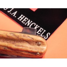 Vintage J A Henckels "Friodur" 3 Blade Push Lever Lock Large Hunter NICE! Stag Handles -MDL# 2107 Vintage J A Henckels "Friodur" 3 Blade Push Lever Lock Large Hunter NICE! Stag Handles -MDL# 2107
