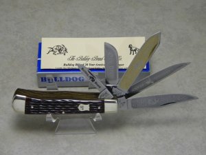 Bulldog Brand Solingen Germany Bone 20 Year Anniversary 5 Blade Trapper Knife in Box c.1998