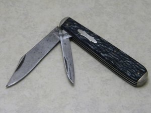 Remington 1 Line Script Jigged Black Jack Knife c.1930's - Clip Master Blade
