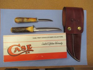 1984 Case XX Stag Handle Twin Finn Set New in Case Box 