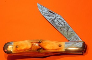 Vintage 1981 Ka-Bar Collectors Club Coke Bottle Knife w/ X-Wide Fat Boy STAG Handles - M/NM