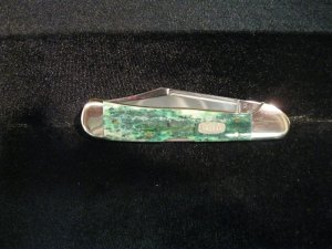 Case Knife XX USA  61549L SS 3-Dot Smooth Green Appaloosa Bone Copperlock Knife