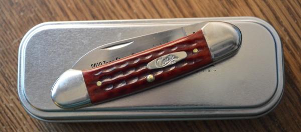 Case Canoe 62131 SS, 2010 Tang Stamp Premier, Pocket Worn Red Bone