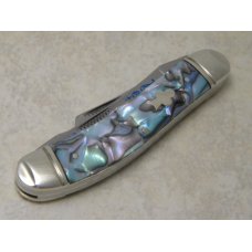 Bulldog Brand Solingen Germany Abalone Sowbelly Stockman Knife with Peacock Etch in Box 1 of 100
