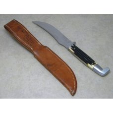 Queen Steel #77 Imitation Winterbottom Bone Hunting Fixed Blade Sheath Knife - Etched - 1960's Queen Steel #77 Imitation Winterbottom Bone Hunting Fixed Blade Sheath Knife - Etched - 1960's