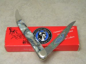 Bulldog Brand Solingen Germany Abalone Texas Toothpick Knife with Peacock Etch in Box 1 of 100