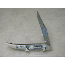 Bulldog Brand Solingen Germany Abalone Texas Toothpick Knife with Peacock Etch in Box 1 of 100 Bulldog Brand Solingen Germany Abalone Texas Toothpick Knife with Peacock Etch in Box 1 of 100