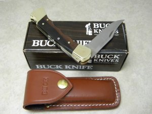 Buck 110 USA Finger Grooved Wood Folding Hunter Lockback Knife in Box c.1989