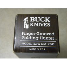 Buck 110 USA Finger Grooved Wood Folding Hunter Lockback Knife in Box c.1989 Buck 110 USA Finger Grooved Wood Folding Hunter Lockback Knife in Box c.1989