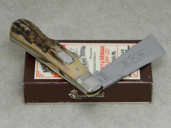 Schatt & Morgan Titusville PA (Queen) Genuine Stag 03161C Cotton Sampler Knife in Box c.1995 Schatt & Morgan Titusville PA (Queen) Genuine Stag 03161C Cotton Sampler Knife in Box c.1995