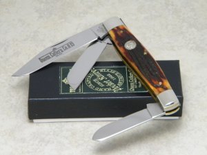 Queen Cutlery Co. #49 Honey Amber Stag Bone Stockman Knife in Box
