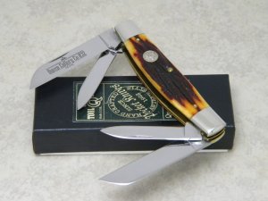 Queen Cutlery Co. #32 Honey Amber Stag Bone Large Congress Knife in Box