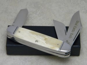 Queen Dan Burke Carved Bone "The Real Cattle Knife" Cattle King Stockman Knife in Box