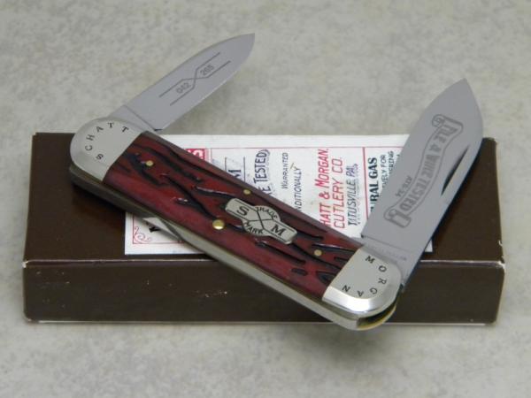 Schatt & Morgan Crimson Red Bone F&W 5 Series 2 042265 Baby Sunfish Elephant Toe Knife in Box c.2004
