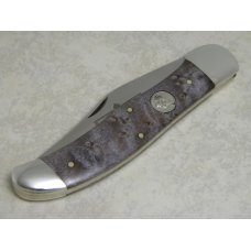 Queen Cutlery Co. Titusville PA #44 BEM Birds Eye Maple Folding Hunter Knife in Box Queen Cutlery Co. Titusville PA #44 BEM Birds Eye Maple Folding Hunter Knife in Box