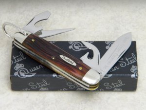 Queen Cutlery Collectors Inc. 2000 Bone Scout Camp Utility Knife in Box - Queen Steel Shield