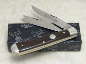 Queen Cutlery Co Titusville PA #19 Cocobolo One Arm Razor Slimline Trapper Farmers Jack Knife in Box