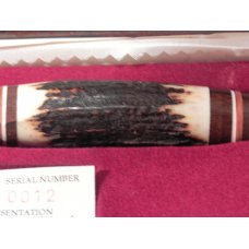 Vintage J A Henckels Presentation Fixed Blade Hunter w/ Deer Stag Handles & Deer Head Blade Etch Vintage J A Henckels Presentation Fixed Blade Hunter w/ Deer Stag Handles & Deer Head Blade Etch