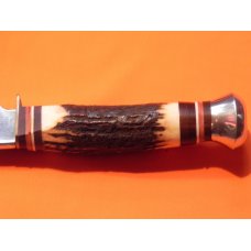 Vintage J A Henckels Presentation Fixed Blade Hunter w/ Deer Stag Handles & Deer Head Blade Etch Vintage J A Henckels Presentation Fixed Blade Hunter w/ Deer Stag Handles & Deer Head Blade Etch