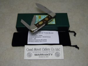 Canal Street Cutlery Co. USA Rosewood #3131336 D2 Steel "5th Year" Cannitler Knife in Box c.2009