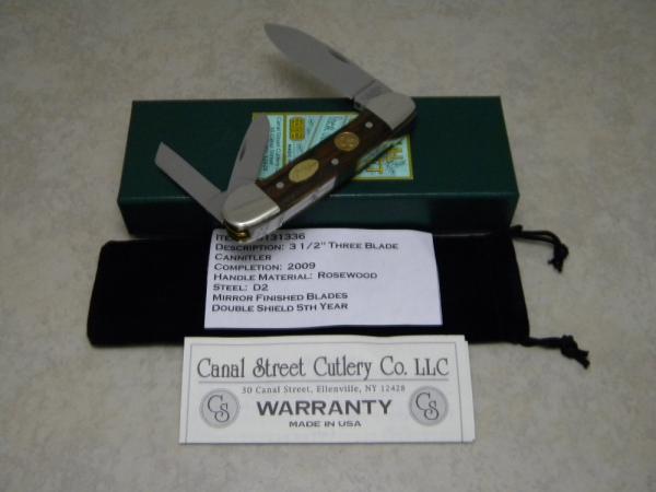 Canal Street Cutlery Co. USA Rosewood #3131336 D2 Steel "5th Year" Cannitler Knife in Box c.2009 Canal Street Cutlery Co. USA Rosewood #3131336 D2 Steel "5th Year" Cannitler Knife in Box c.2009