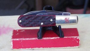 JA Henckles 3 Blade Barlow with Red Jigged Bone Handles