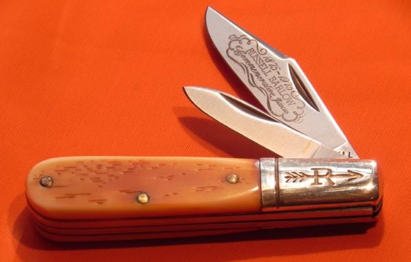 Russell Barlow Pocket Knife with Derlin Handles & Blade Etching 1875-1975 Commemorative Issue -NOS