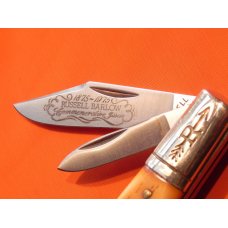Russell Barlow Pocket Knife with Derlin Handles & Blade Etching 1875-1975 Commemorative Issue -NOS