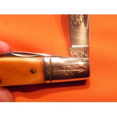 Russell Barlow Pocket Knife with Derlin Handles & Blade Etching 1875-1975 Commemorative Issue -NOS