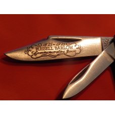 Russell Barlow Pocket Knife with Derlin Handles & Blade Etching 1875-1975 Commemorative Issue -NOS