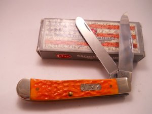 Case 6254 SS Trapper Knife Orange Bone Handles 