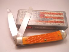 Case 6254 SS Trapper Knife Orange Bone Handles Case 6254 SS Trapper Knife Orange Bone Handles