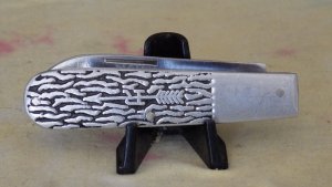 Russell 1 Blade Barlow Curved line stamp  Aluminum Handles  Sheeps Foot Blade