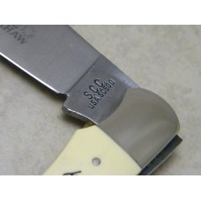Schrade USA SC500 Rams Scrimshaw Linerlock Folding Hunter Knife & Pouch in Box c.1980 Schrade USA SC500 Rams Scrimshaw Linerlock Folding Hunter Knife & Pouch in Box c.1980