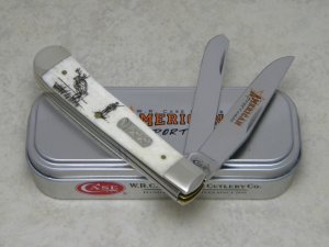 Case XX USA 2013 Bone "American Sportsman" 6254 SS Trapper Knife in Tin Box