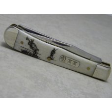 Case XX USA 2013 Bone "American Sportsman" 6254 SS Trapper Knife in Tin Box