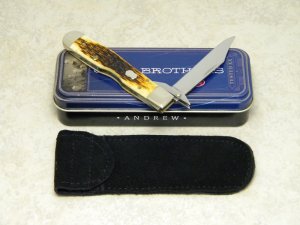 Case Bros Cutlery Co USA 2006 Antique Bone 611 1/2 SS Cheetah Cub Swing Guard Lockback Knife in Box