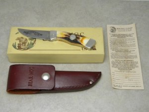 Bear MGC USA Stag 1992 NKCA Club Fixed Blade Hunter Knife & Sheath in Box