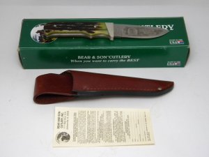 Bear USA Bone Hunting Heritage Collection North American Hunter Fixed Blade Sheath Knife in Box