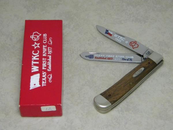 Case XX USA 1995 Walnut 1254 SS WTKC "Texas' First Knife Club" Trapper Knife in Box - 1 of 75