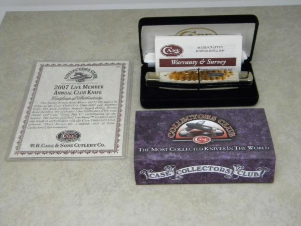 Case XX Honey Brown Bone 2007 Case Collector's Club 6275 SS Moose Knife in Box w/COA Case XX Honey Brown Bone 2007 Case Collector's Club 6275 SS Moose Knife in Box w/COA