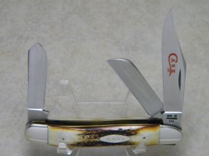 Case XX Stainless USA 2 Dot (1978) Stag 5347 HP SSP Red Etch Stockman Knife
