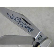 Case XX Stainless USA 3 Dot (1977) Stag 5347 HP SSP Blue Scroll Stockman Knife Case XX Stainless USA 3 Dot (1977) Stag 5347 HP SSP Blue Scroll Stockman Knife