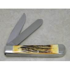 Case XX Stainless USA 3 Dot (1977) Stag 5254 SSP Blue Scroll Trapper Knife Case XX Stainless USA 3 Dot (1977) Stag 5254 SSP Blue Scroll Trapper Knife