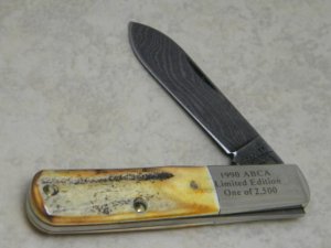 Parker USA Stag Damascus 1990 ABCA Limited Edition One Blade Barlow Knife 
