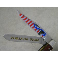 Camillus USA Wood "Forever Free - American Eagle and Flag" Slimline Trapper Farmers Jack Knife Camillus USA Wood "Forever Free - American Eagle and Flag" Slimline Trapper Farmers Jack Knife