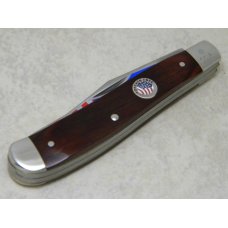 Camillus USA Wood "Forever Free - American Eagle and Flag" Slimline Trapper Farmers Jack Knife Camillus USA Wood "Forever Free - American Eagle and Flag" Slimline Trapper Farmers Jack Knife