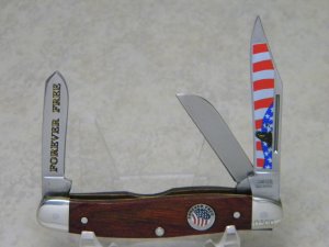 Camillus Made in USA Wood "Forever Free - American Eagle and Flag" Stockman Knife